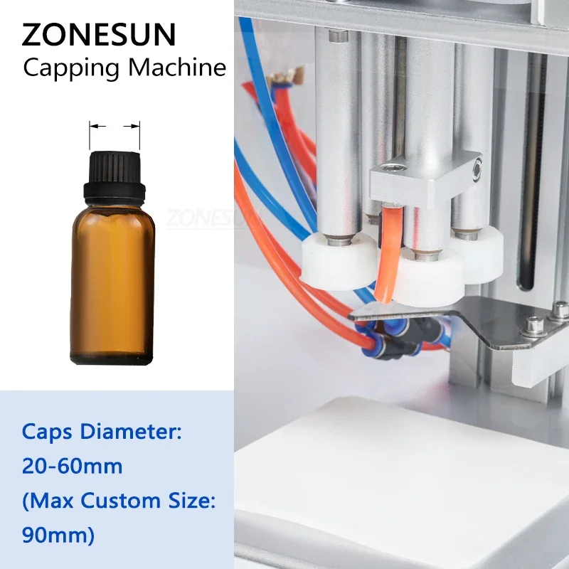 ZONESUN ZS-XG6100 Desktop Capping Machine For Trigger Cap Capper Twist Glass Dropper Spout Round Plastics Glass Bottle Packing