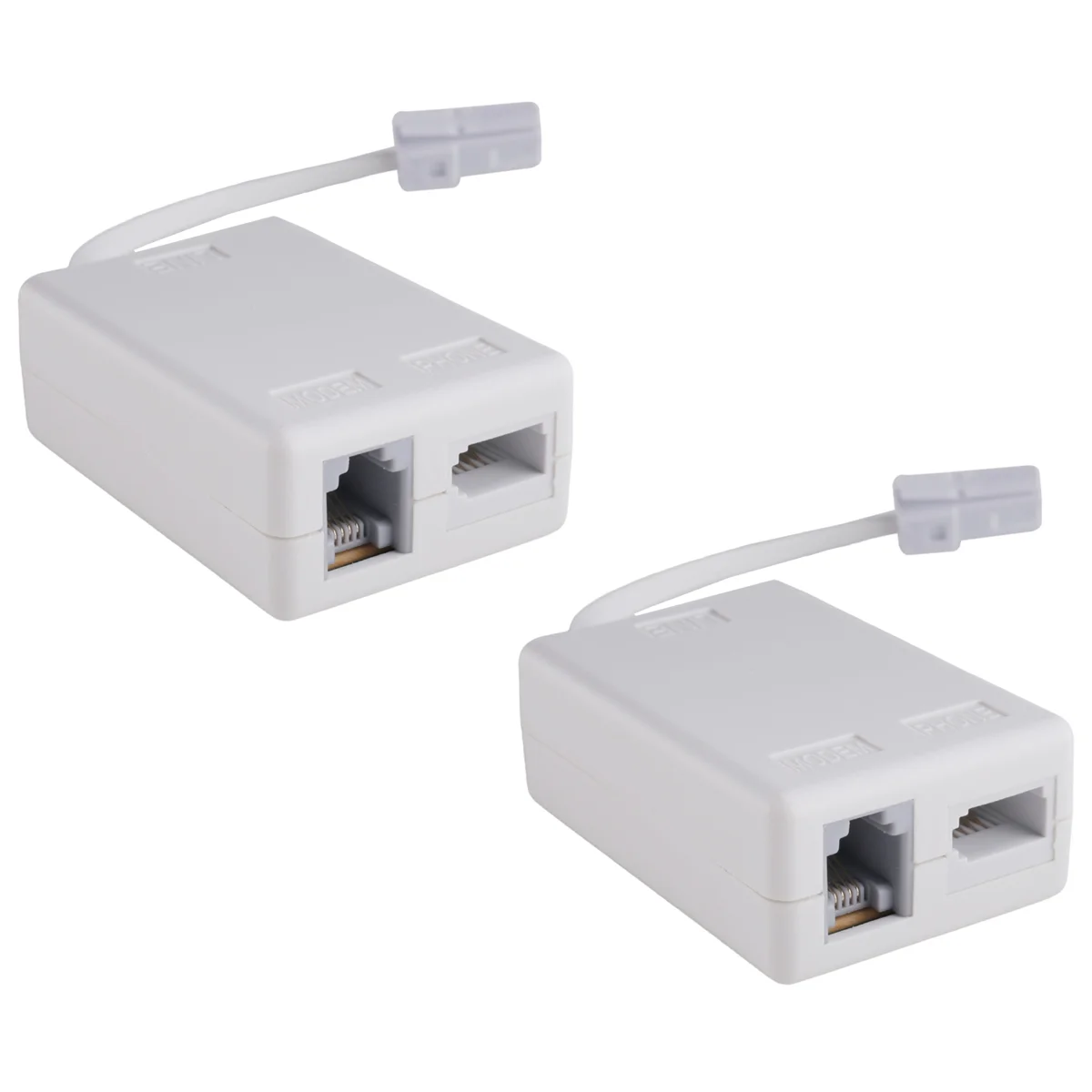 BT Plug To ADSL RJ11 Broadband Internet Microfilter Splitter 2 Pack, BT Male To BT & RJ11 Female for Landline Modem