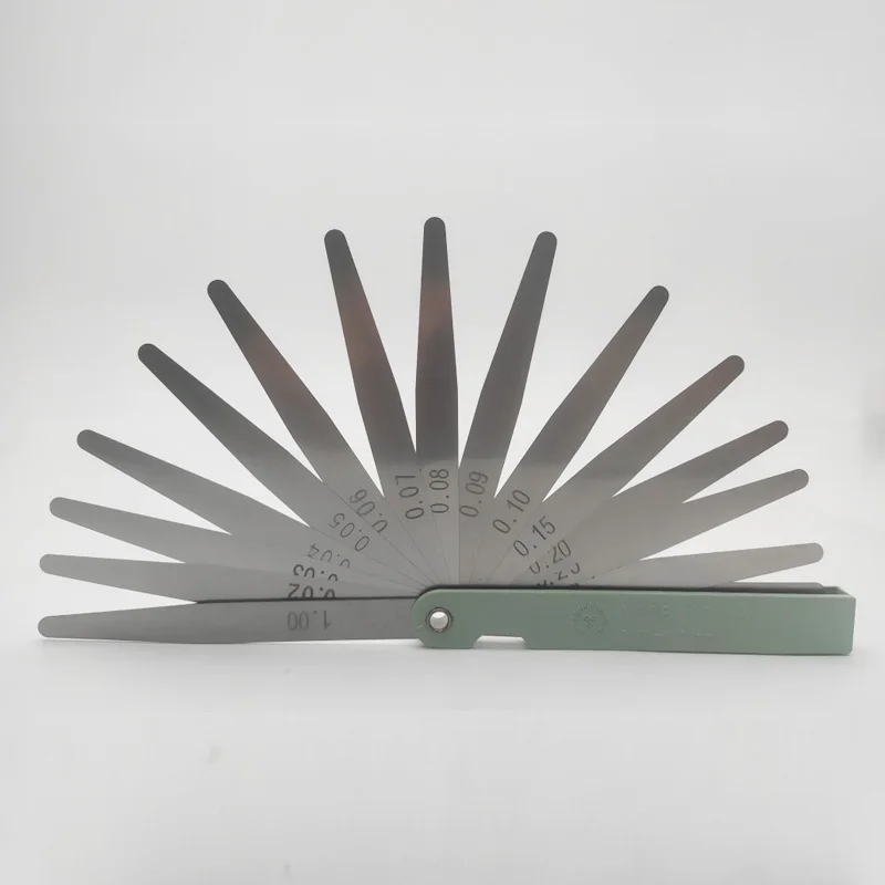 Juego de 17 Calibradores de Precisión de 0.02-1.00 mm, Herramienta de Medición de Espacios de Acero para la Holgura de Válvulas de Motor de Motocicleta