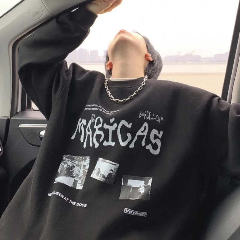 سويت شيرت American Sle ثقيل الوزن للرجال مقاس كبير 300 تصميم طباعة Pou Cound Ne Jaet للأولاد المراهقين