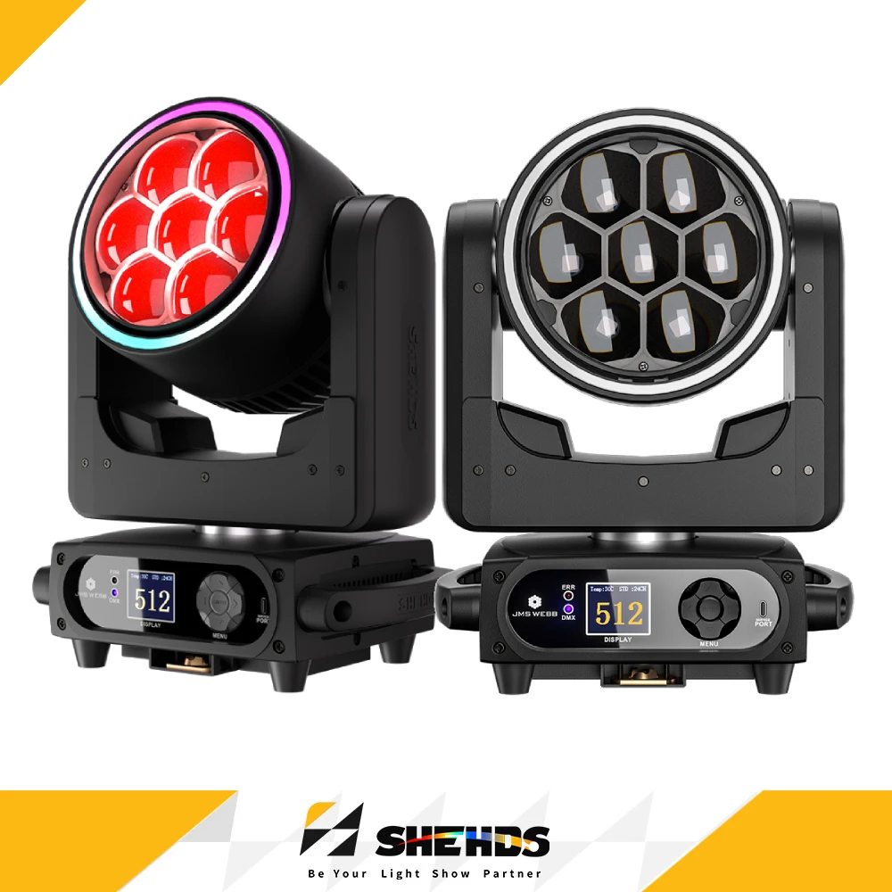 SHEHDS LED Moving Head 7x40w Luci Beam Wash Zoom RGBW RGBL RGBLAC per DJ, Discoteca, Matrimoni, Feste, Pubblico, DMX512, Illuminazione da Palcoscenico
