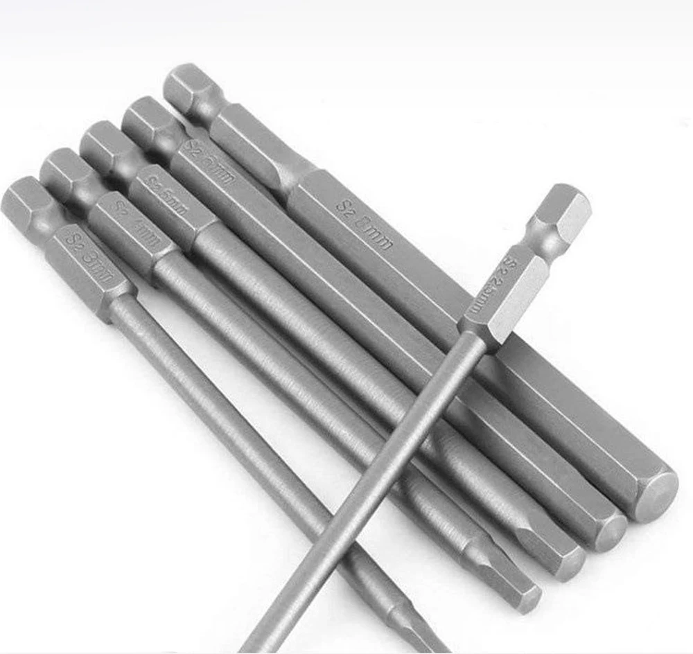 100mm 8 stücke Hex Kopf Inbusschlüssel Bohrer Set SAE Metric Allen Elektrische Sechskant Bit Schraubendreher Buchse Bit Power werkzeug Teile – Detail 3