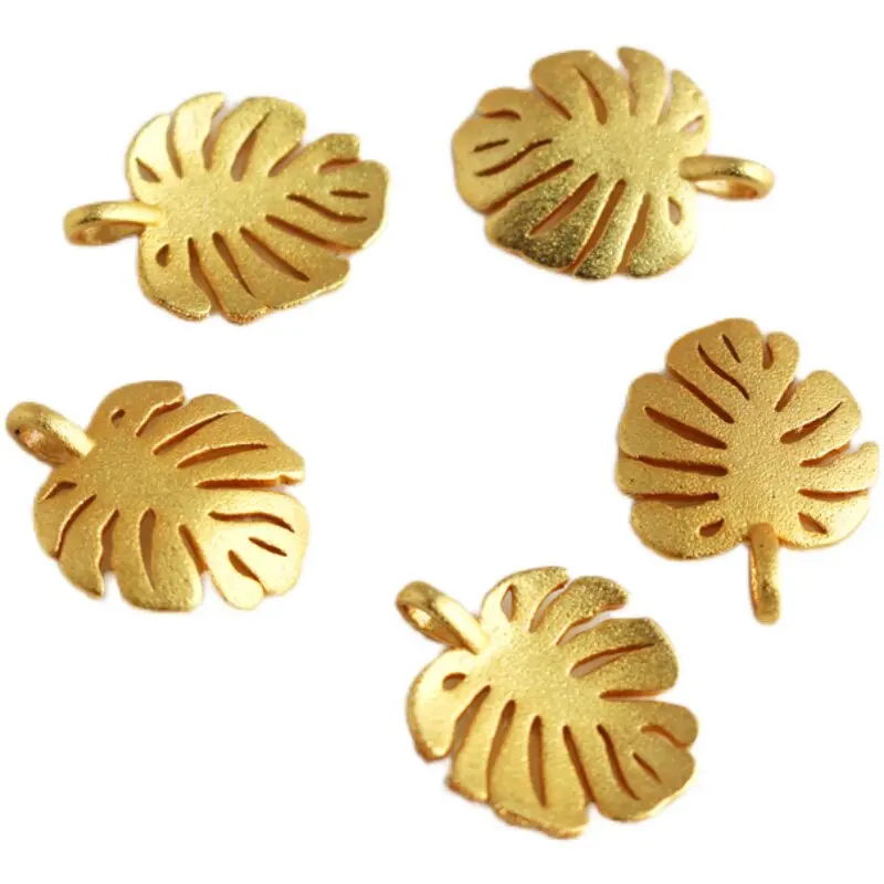 18K Matte Sand Gold Plated 13*17mm Banana Leaf Charm DIY Bracelet Necklace Earring Jewelry Findings