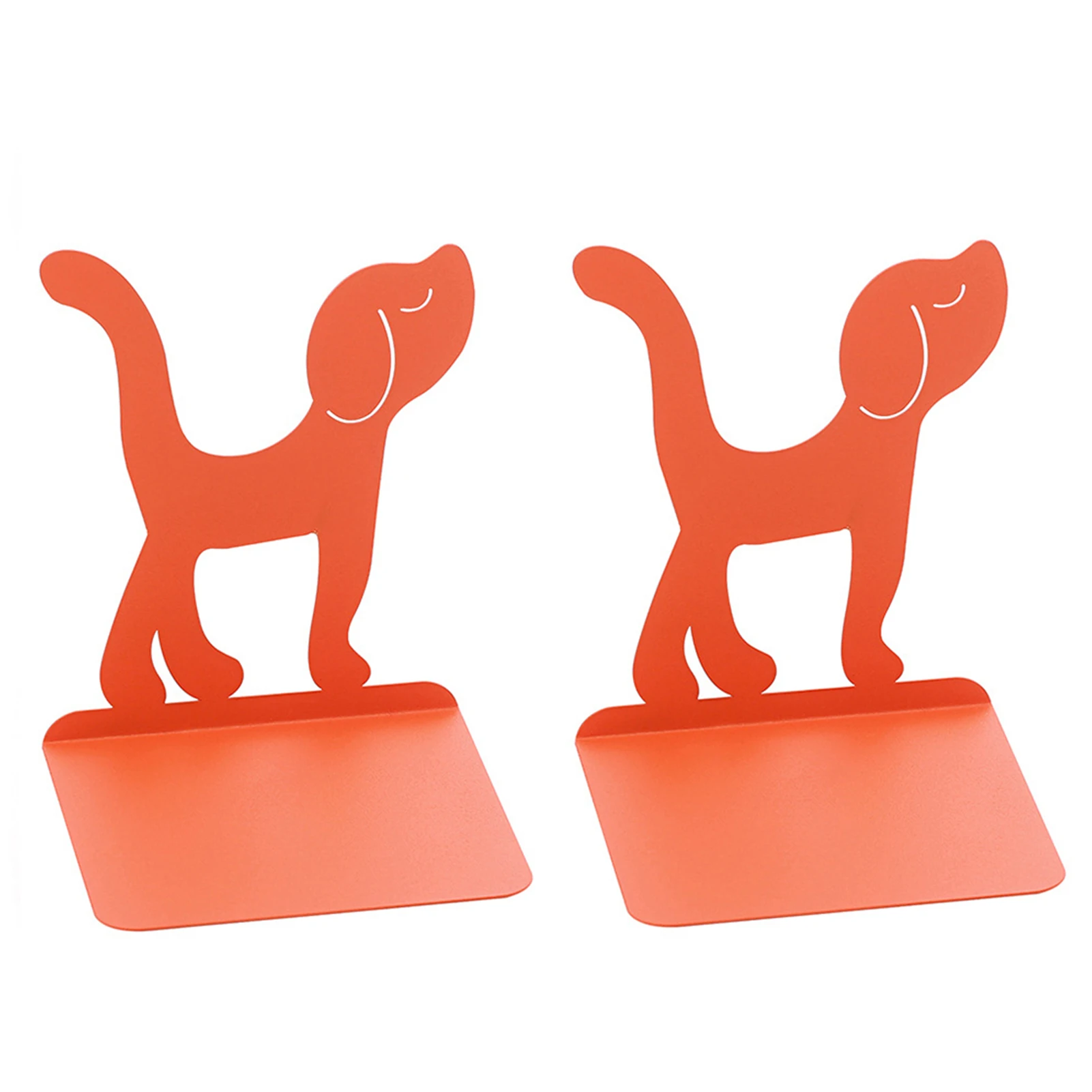 1pair Metal Bookend Cartoon Office Vintage Desk Organizer Slip Resistance Home Desktop Dog Shape Student Reading Stand School