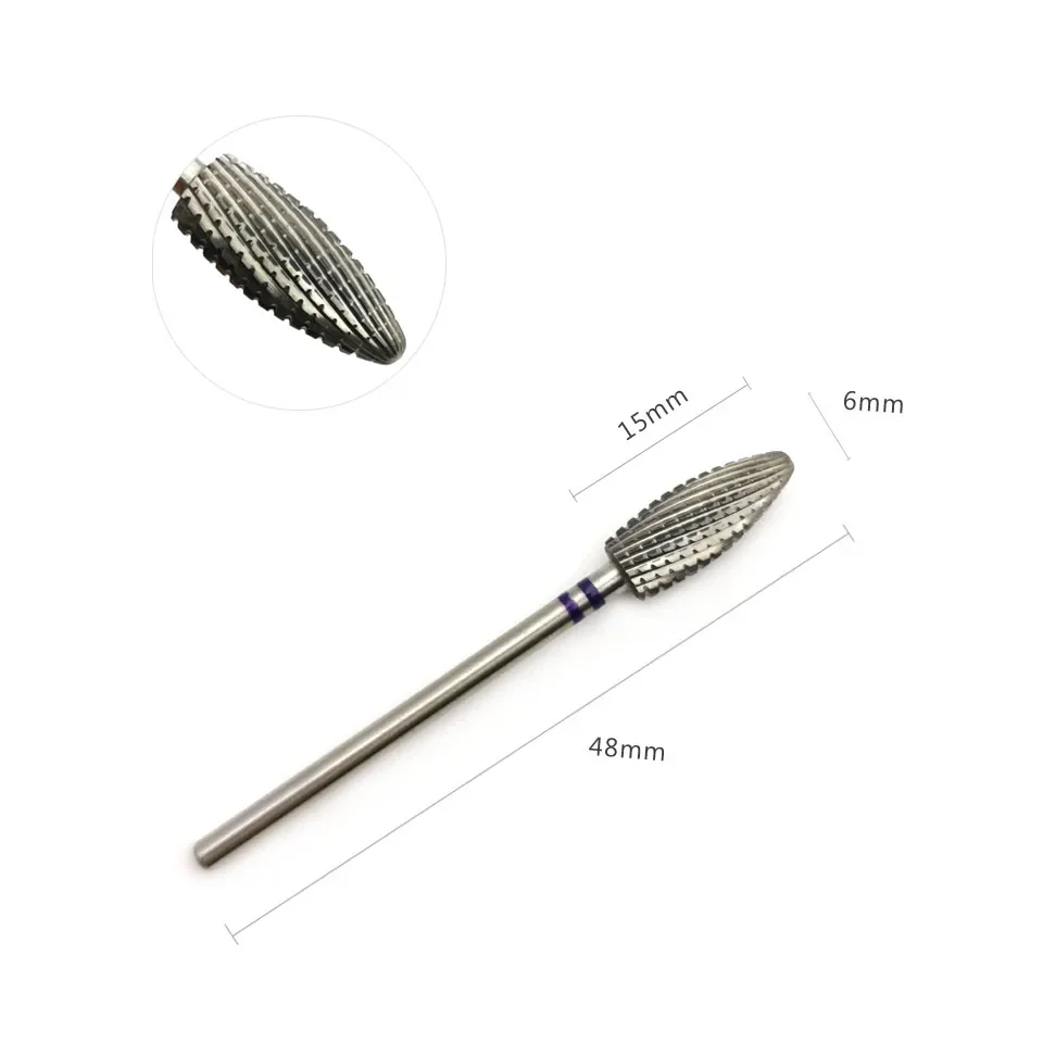 HYTOOS 6 مللي متر لهب بت 3/32 كربيد مسمار مثقاب الخشب قاطعة المطحنة ل مانيكير مسمار الفن معدات أدوات الإكسسوارات #5
