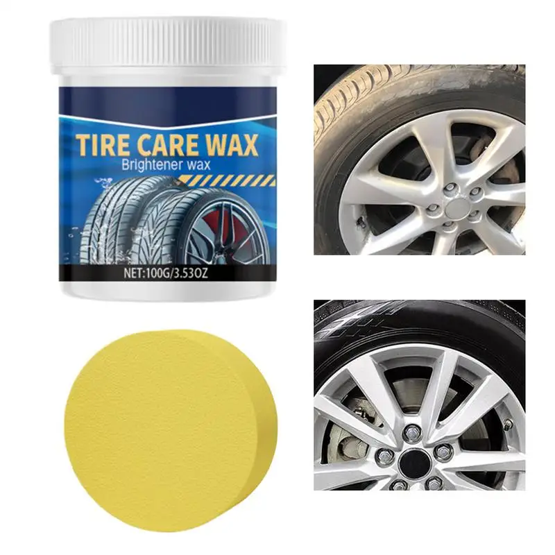 

Tire Maintenance And Coating Paste 100g Polish Tire Deep Cleaning Coating Paste Tyre Stain Remover Sponge Included For Car Tire