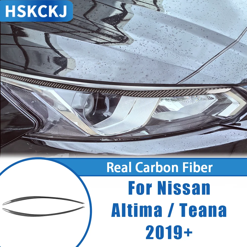 

Carbon Fiber Headlight Eyebrow Eyelid Panel Car Accessories Interior Cover Trim Modified Sticker For Nissan Altima Teana 2019+