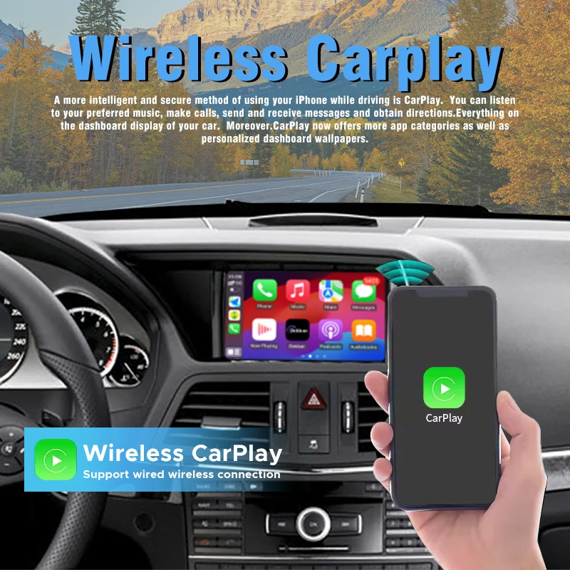 Wireless CarPlay for Mercedes Benz A Class W176 B W246 CLA GLA C-CLass W204 E-Class W212 C207 CLS W218 ML GL GLK SLK R72 G W463