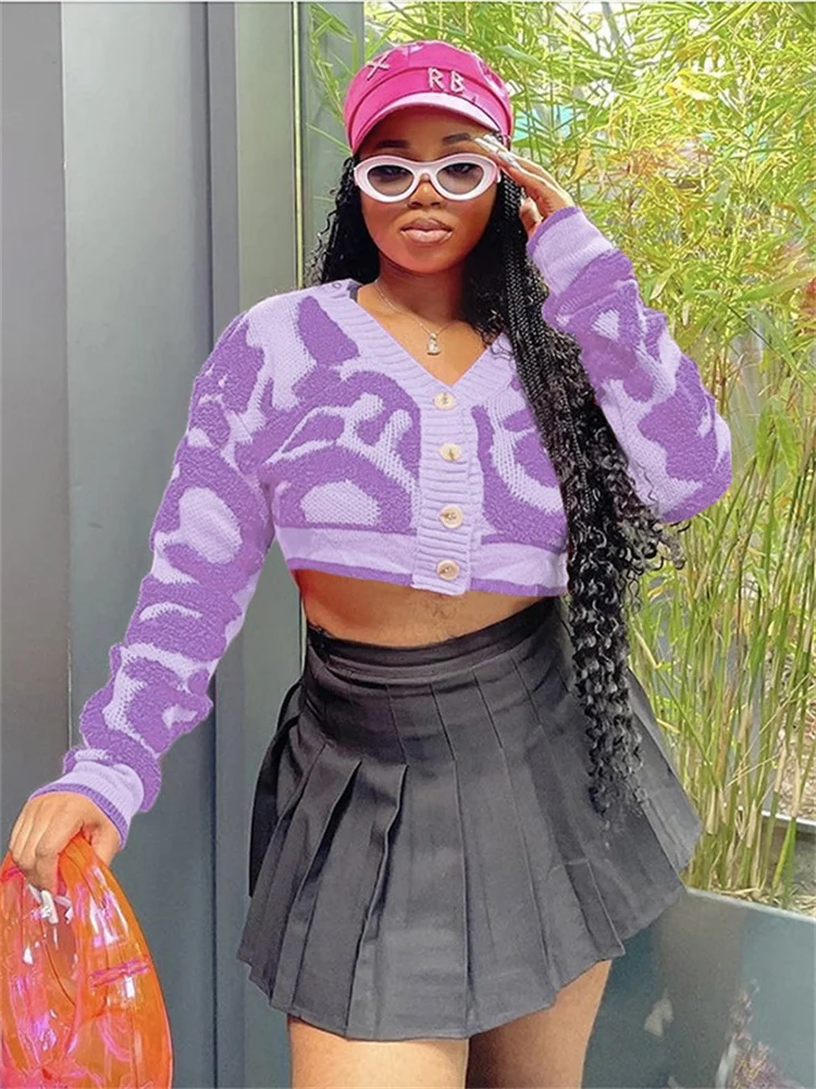 Whatiwear Contrast Patchwork Crop Jacket Women Autumn Trend Single-Breasted Cardigan Full Sleeve Street Fashion Elegant Coats