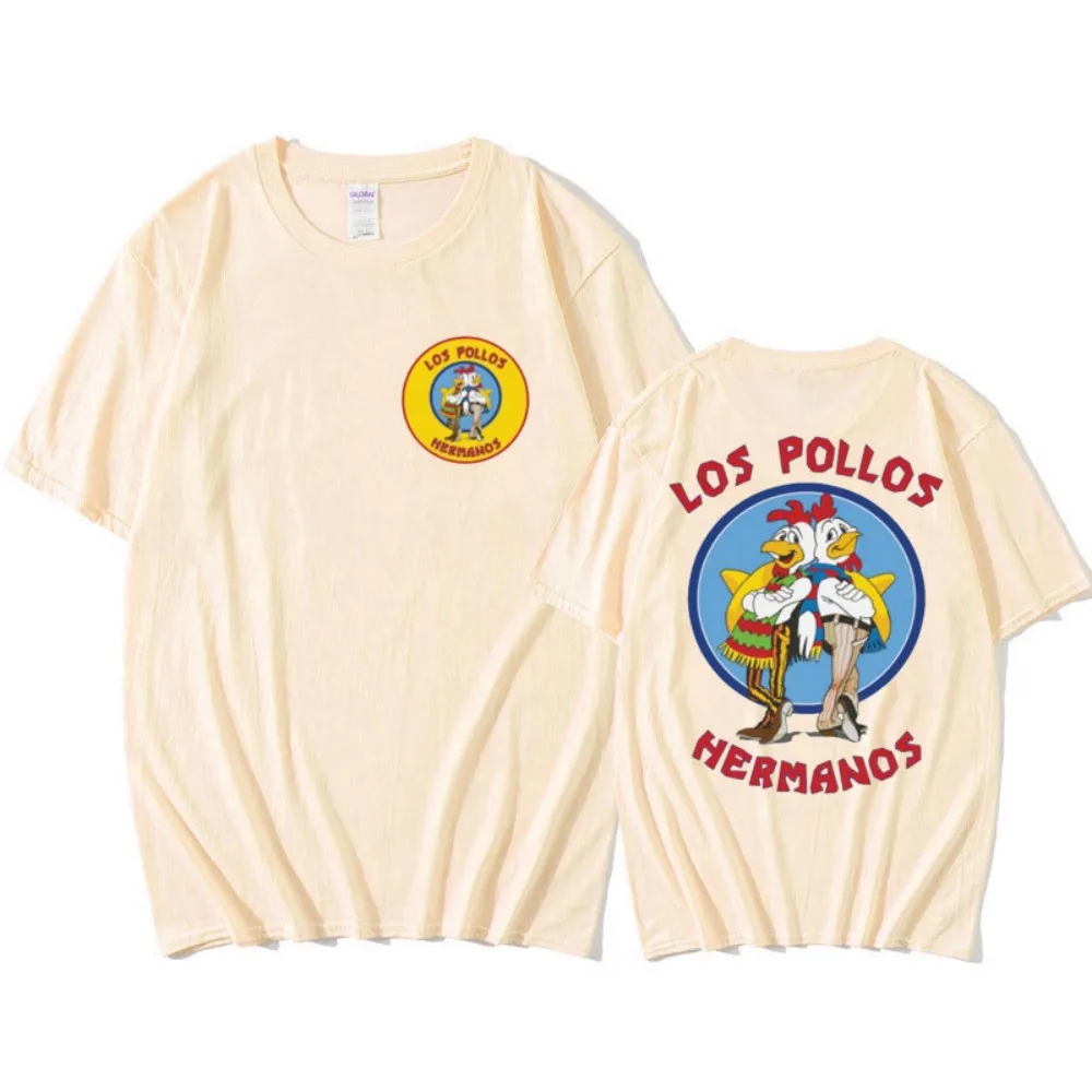 Breaking Bad TV show themed T-shirts, fun Los Pollos Hermanos fried chicken bros T-shirts for men and women, summer cotton tops.