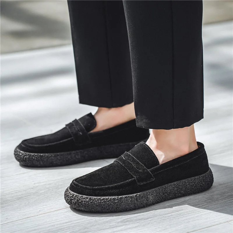 Fashion Vintage Men Casual Shoes Classic Flats Slip-On Men\'s Loafers Shoes Comfortable Suede Moccasins Male Lazy Driving Shoes