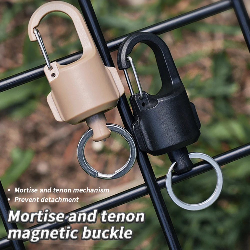 Magnetic Key Holder Stainless Steel Hook Carabiner Keychain Tenon And Mortise Mechanism Detachable Magnetic Key Chain