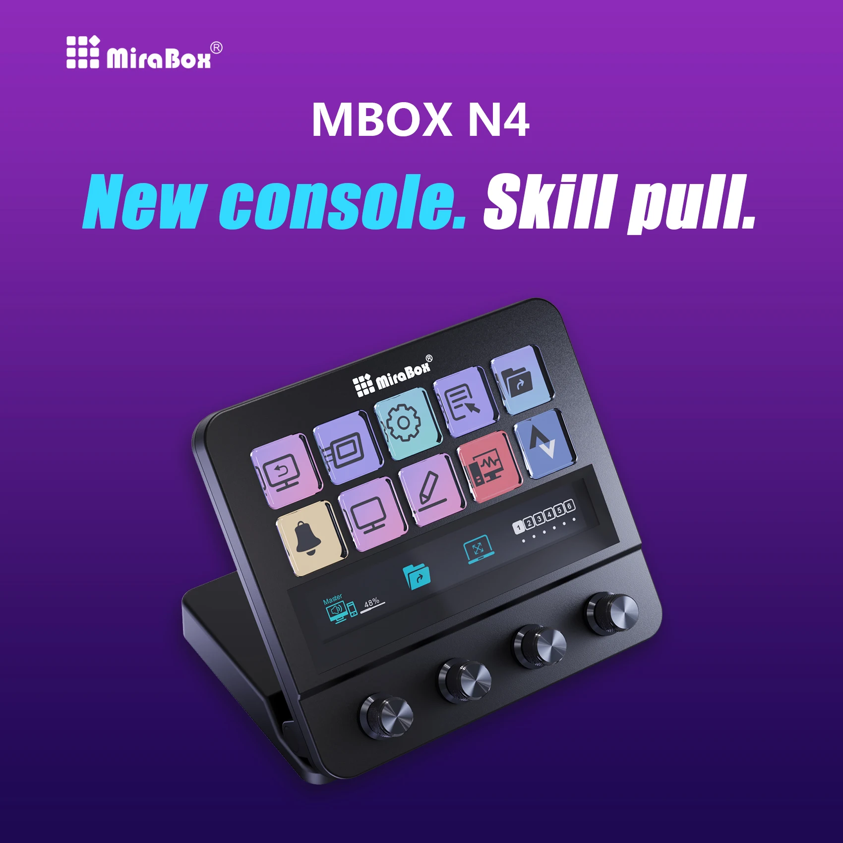 MBox N4 Stream Deck With Knob Mirabox StreamDeck LCD Button Live Content Creation Controller Mini Keypad Custom Stream Dock Gift