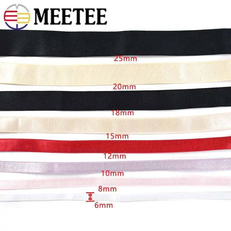 10/20Meters 6mm-25mm Nylon Elastic Bands Stretch Rubber Ribbon Underwear Bra Shoulder Strap Spring Tape DIY Sewing Accessories