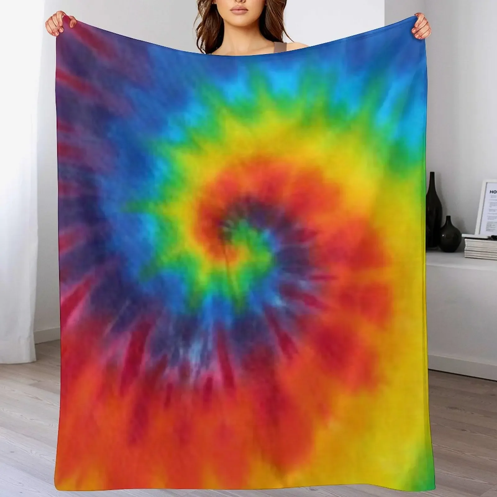 

tie dye swirl rainbow Throw Blanket funny gift Multi-Purpose Cute Sofa Quilt Blankets