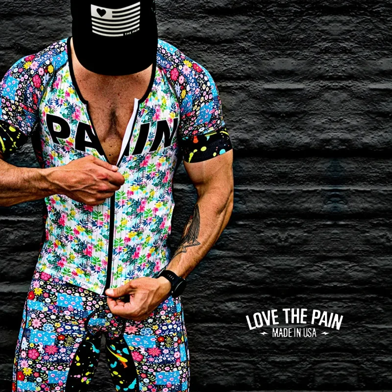 Love The Pain Man Cycling Skinsuit Triathlon Outfit Summer Short Bike Cycling Jersey Set Mtb Bicycle Clothes Suit Ropa Ciclsimo