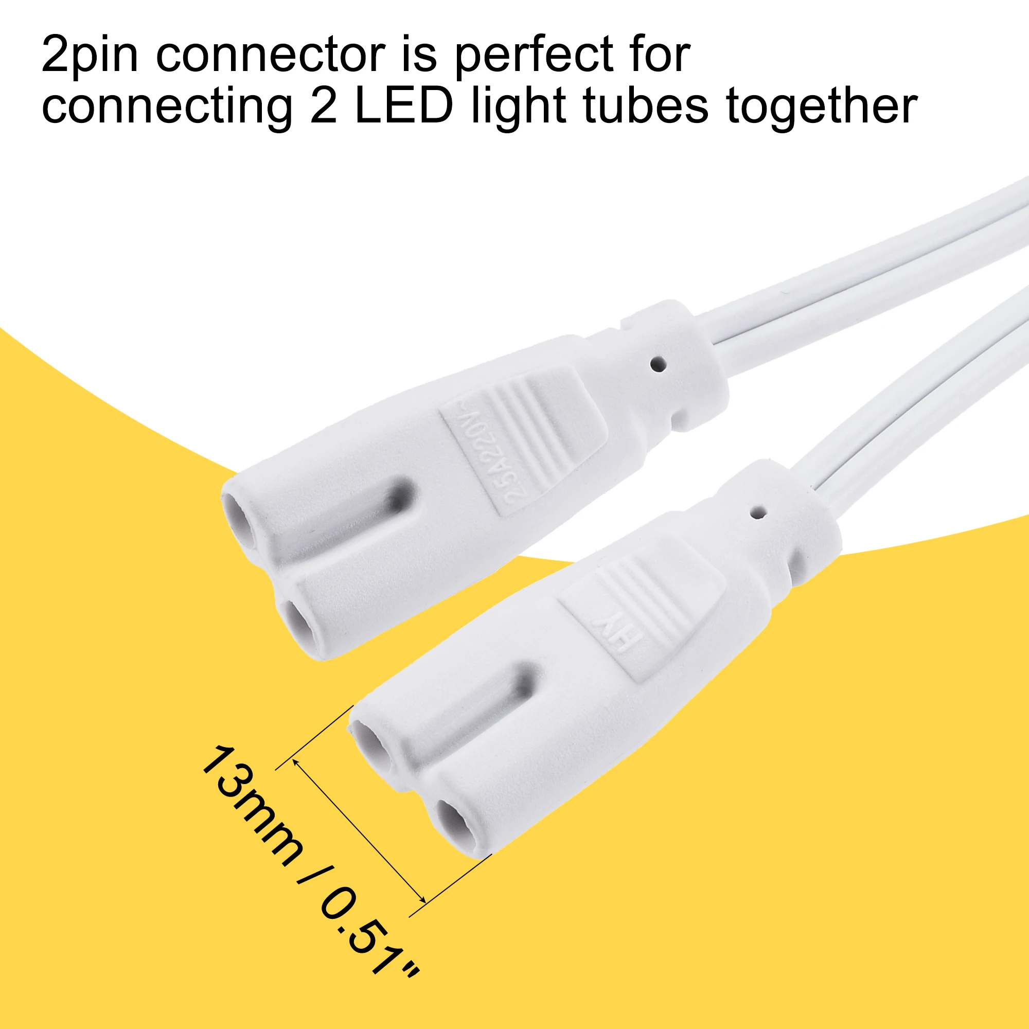 4Pcs LED Tube Light Fixture Connection Cable T4 T5 T8 LED Tube Connector 2 Pin Double-end Cable Wire Light Link Extension Cords