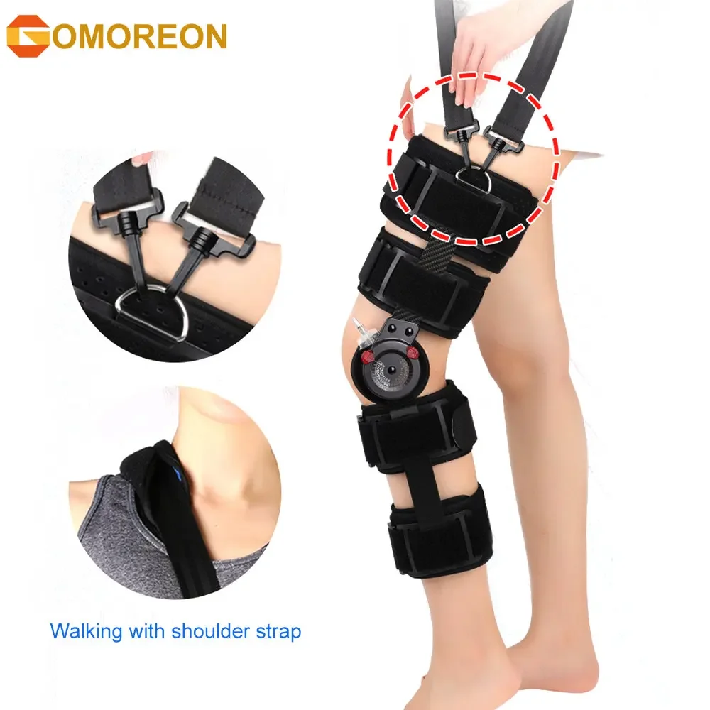 

Carbon Fiber Hinged ROM Knee Brace with Shoulder Strap,Post Op Knee Brace for Recovery Stabilization ACL MCL PCL Injury