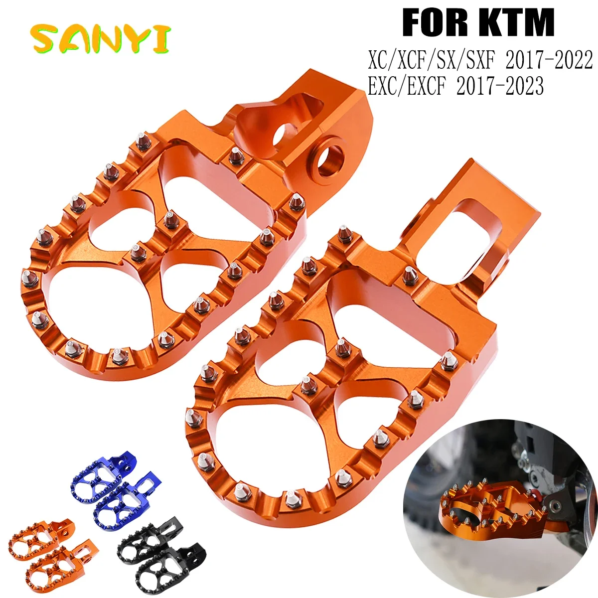 

For KTM EXC EXCF SX SXF XCW XC XCF 125 150 200 250 300 350 450 500 2017-2022 2018 SX125 SX150 2016 CNC Foot Pegs Pedal Footrests