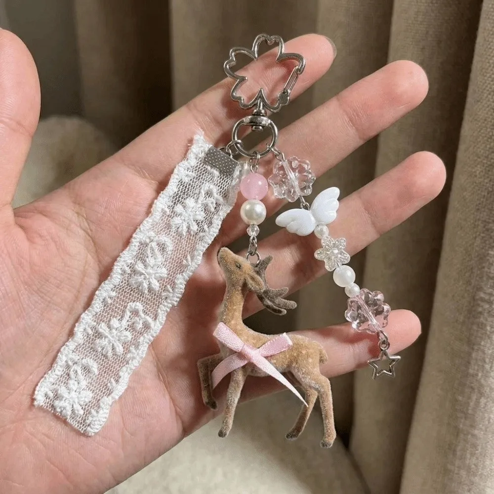 Cute Portable Christmas Elk 3D Handmade Phone Charms Korean Style Bag Pendant Christmas Gift