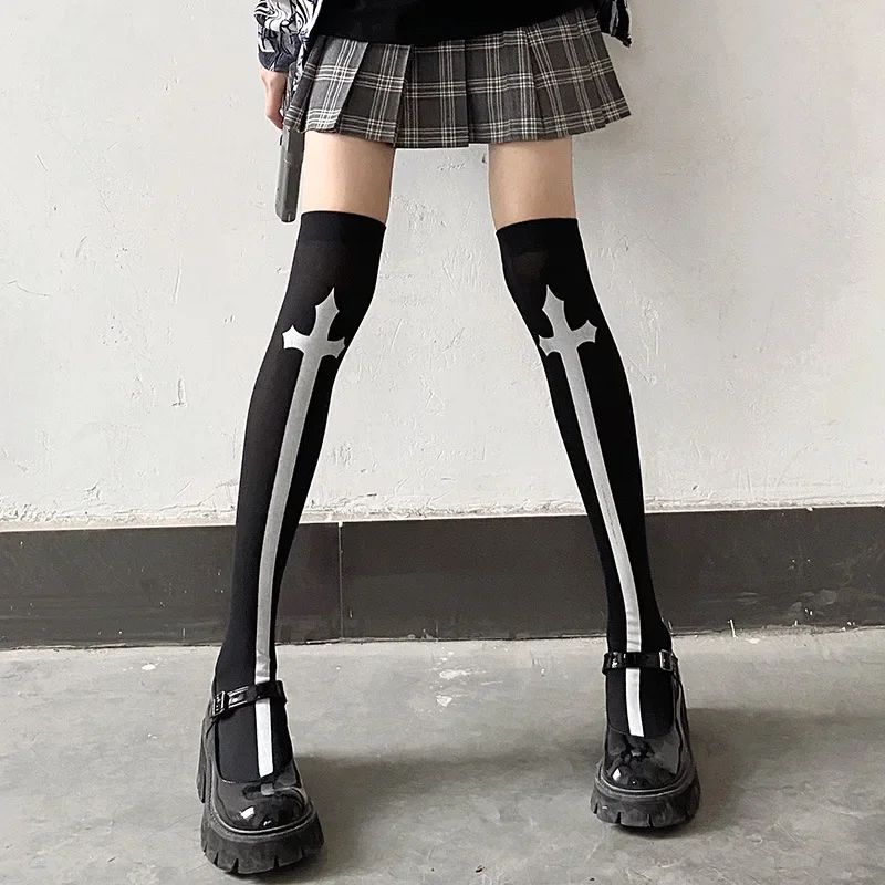 

Cross cylinder JK socks printed pattern for women sexy cute stockings over knee socks cotton lolita cos short socks