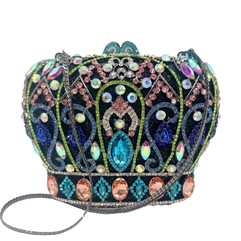 

Вечерний клатч с короной и кристаллами и стразами, женские роскошные кошельки, сумка из серебра/золотого камня, брендовые дизайнерские свадебные клатчи