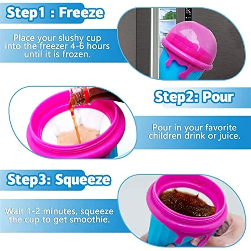 500ml Large Capacity Slushy Cup Summer Squeeze Homemade Juice Water Bottle Quick-Frozen Smoothie Sand Cup Pinch Fast Cooling Cup