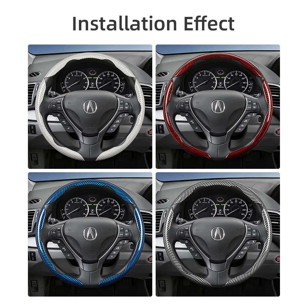 Suitable for Acura Carbon Fiber Texture Steering Wheel Cover with Segmented Quick-Release Design, Durable, for Models Like Mdx, Rdx, Integra, Zdx, Adx, Tlx, Etc., in Black, Blue, Red, Silver, and White Car Accessories