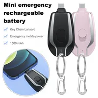 2025 Newest Mini Mobile Power Bank Keychain Portable Battery Charger Case 1500mAh Fast Charging for iPhone Series Samsung Xiaomi