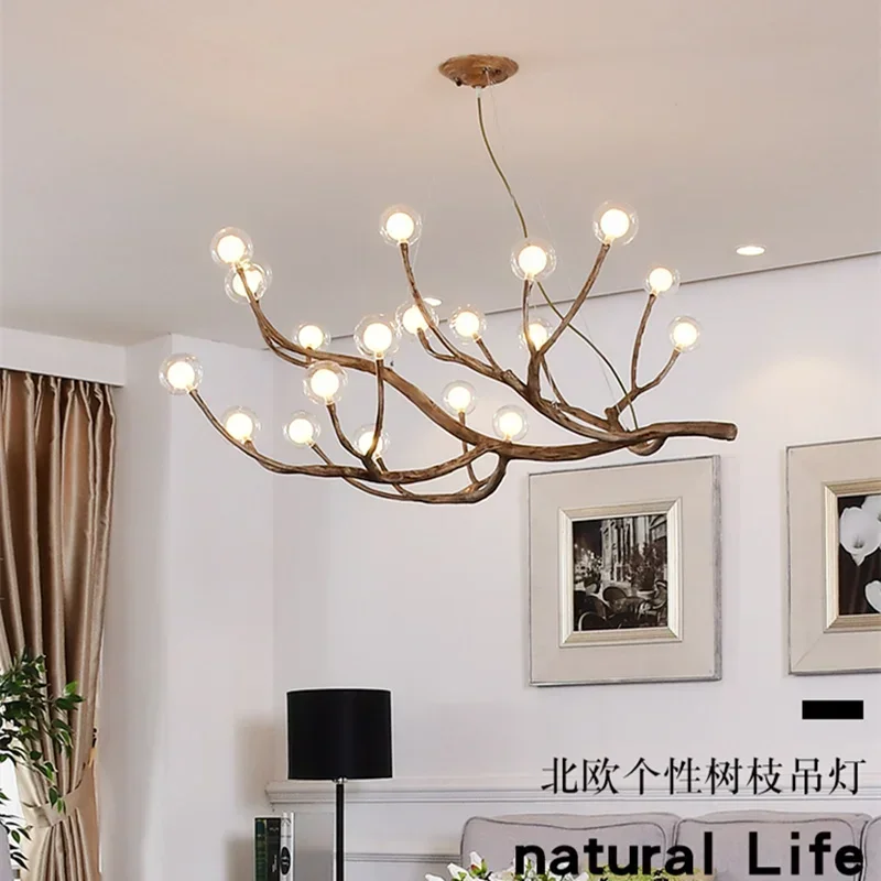 

Antique tree branch glass bubble LED chandelier light bar retro ceiling chandelier home decoration glorious lamps