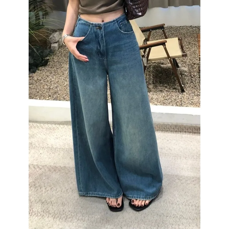 2026 Autumn New Korean Version of High Waist and Thin Straight Jeans Women's Loose Casual Versatile Wide-leg Trousers