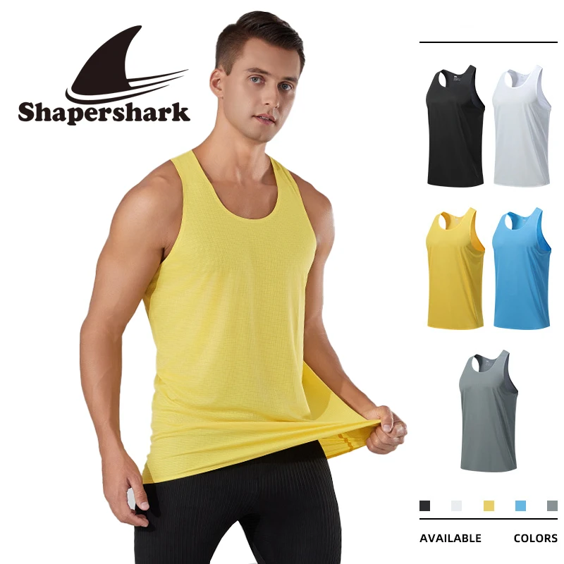 Shapershark Men's Track and Field Fitness Vest, Speed Sports Shirt, Men's Running Quick-Drying Sleeveless Clothing