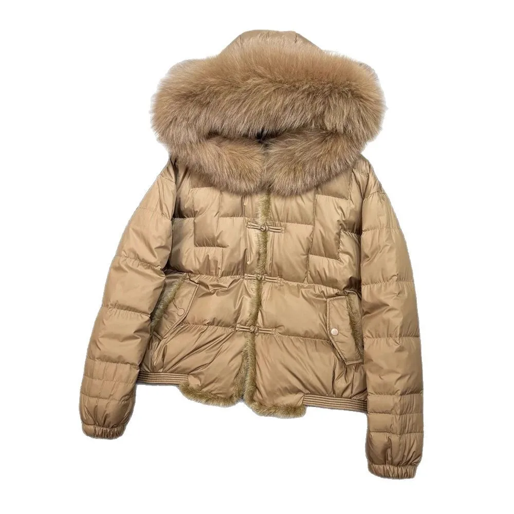 2025 ملابس نسائية مزاجه قصيرة الفراء طوق المرقعة معطف بأزرار شتاء جديد 0920