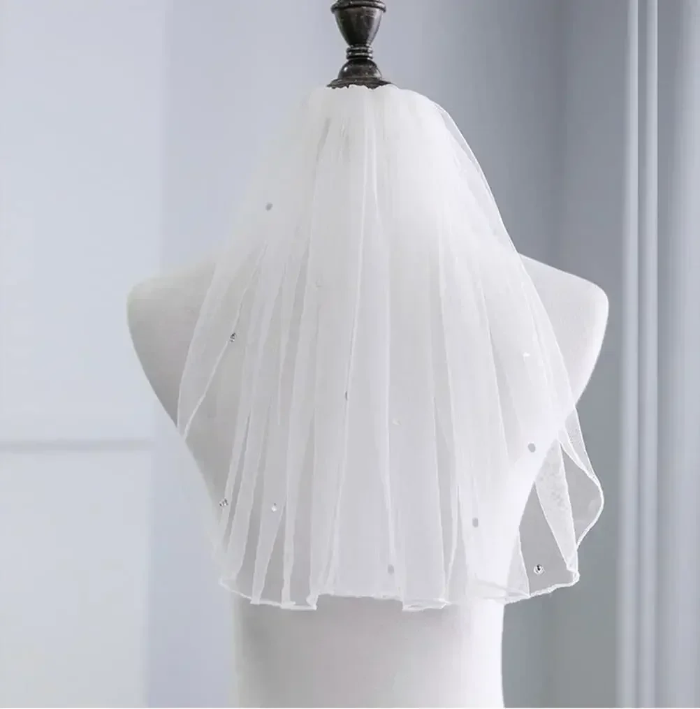 mariage Veil First Communion Veils Short Bachelorette Veils with Rhinestone Comb Wedding Hair Accessories for Children Girl