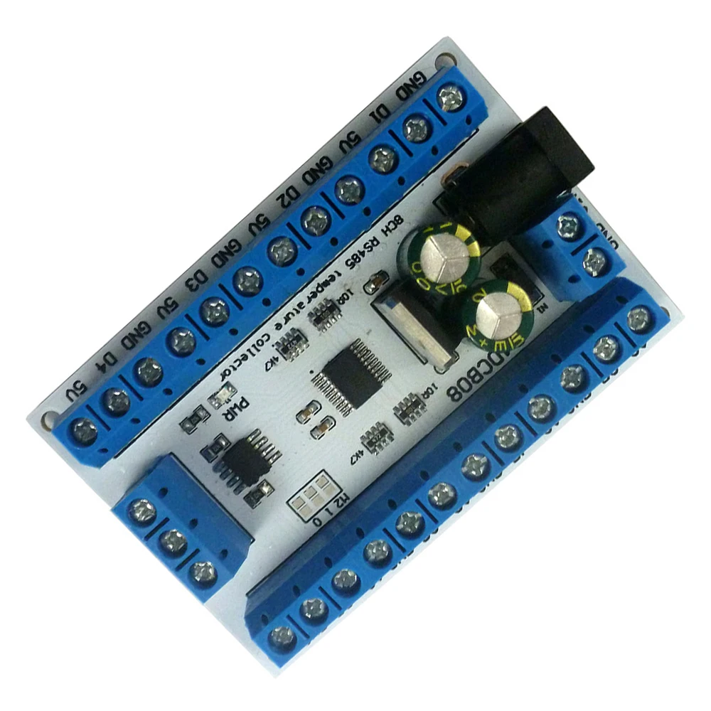 8CH DC12V RS485 DS18B20 Temperature Sensor Board Temperature Acquisition Collector MODBUS RTU Module for Paperless Recorder PLC