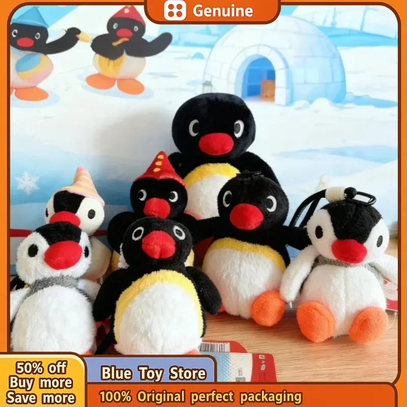 

Оригинальная серия Pingu Penguin Snow Band, плюшевая игрушка, кавайный рюкзак, очаровательная подвесная кукла, милый орнамент группы друзей, милые подарки