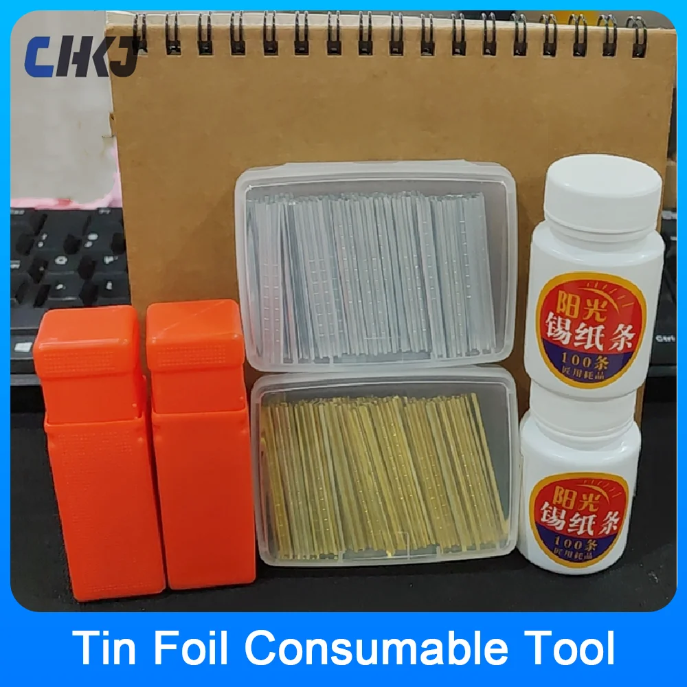 

CHKJ 100pcs/lot Locksmith Tool Finished tin foil strip 3 type Single row or Double row Gold and Silver Tin Foil Key Consumable