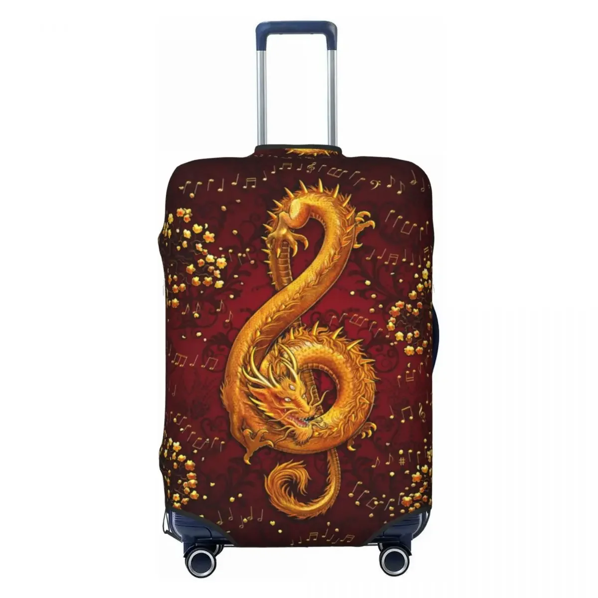 

Custom Treble Clef Music Dragon Luggage Cover Protector Fashion Travel Suitcase Protective Cover for 18-32 Inch