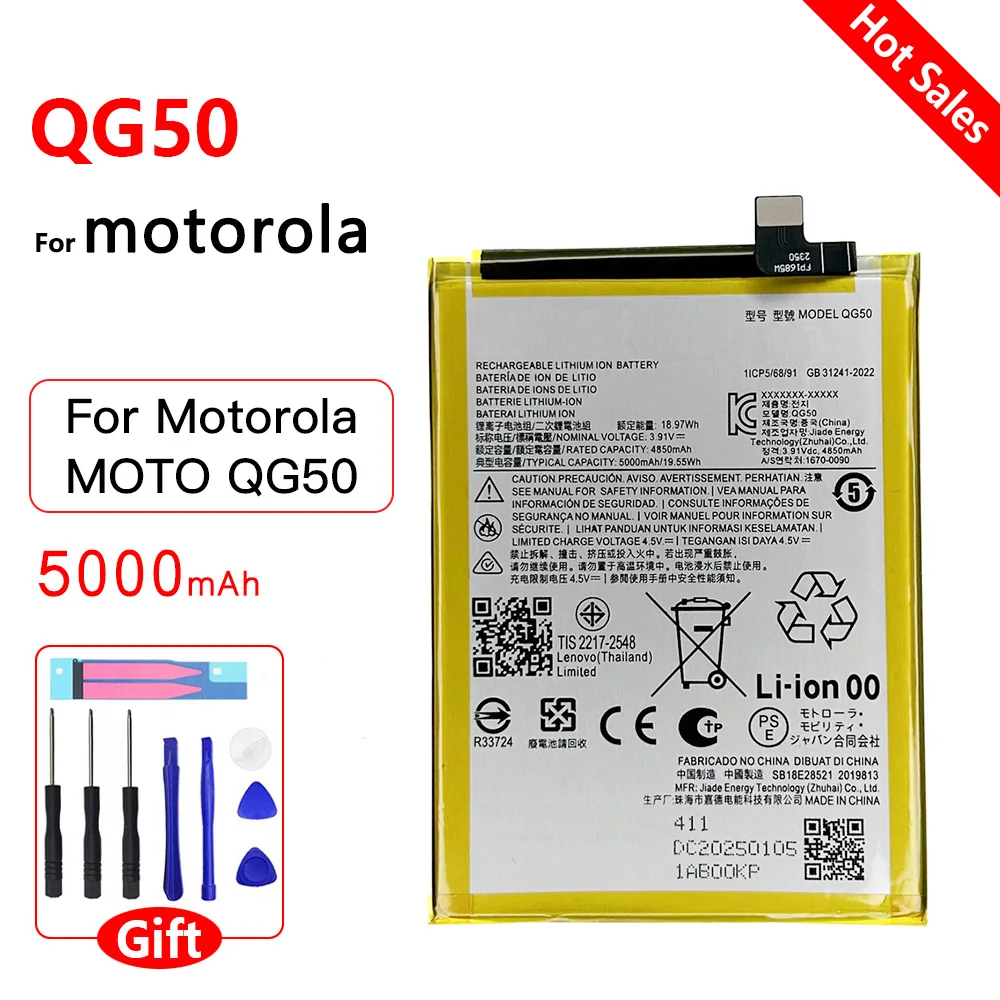 

Original brand new QG50 Battery For Motorola MOTO QG 50 Phone Replace Batteries Batteria 5000mAh+free tools