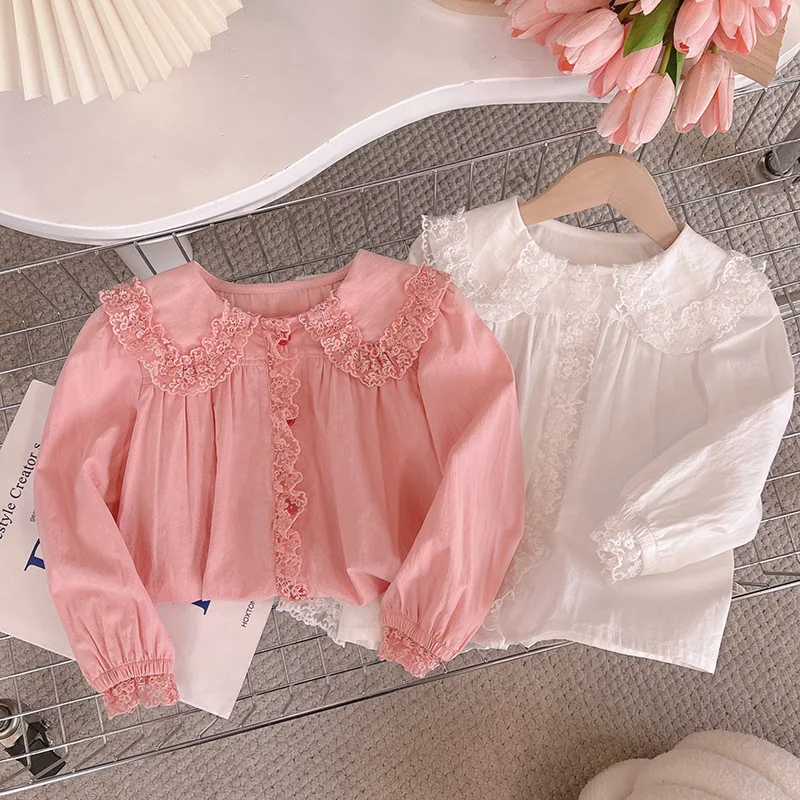 

Shirt Lace Long Sleeves Doll Collar Baby Doll Style Grils Children Spring Autumn New Fashionable Comfortable Sweet Cute