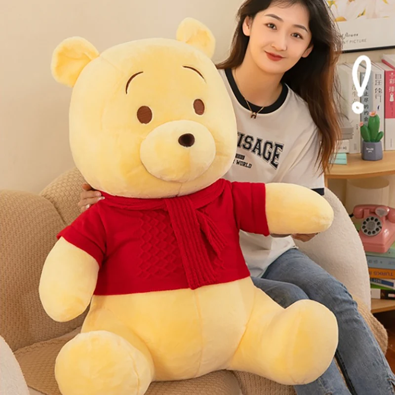 35/50/85cm Disney Plush Toys Scarf Winnie Pooh Flower Kawaii Anime Plushie Dolls Pooh Bear Stuffed Christmas Gift for Children