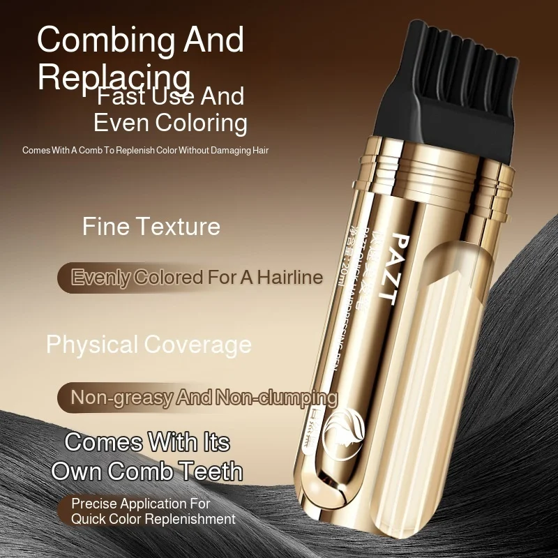 

Portable Hair Coloring Pen 20ml,Disposable Root Touch-Up Pen with Comb Teeth,Temporary White Hair Coverage,Non-Fading,for Travel