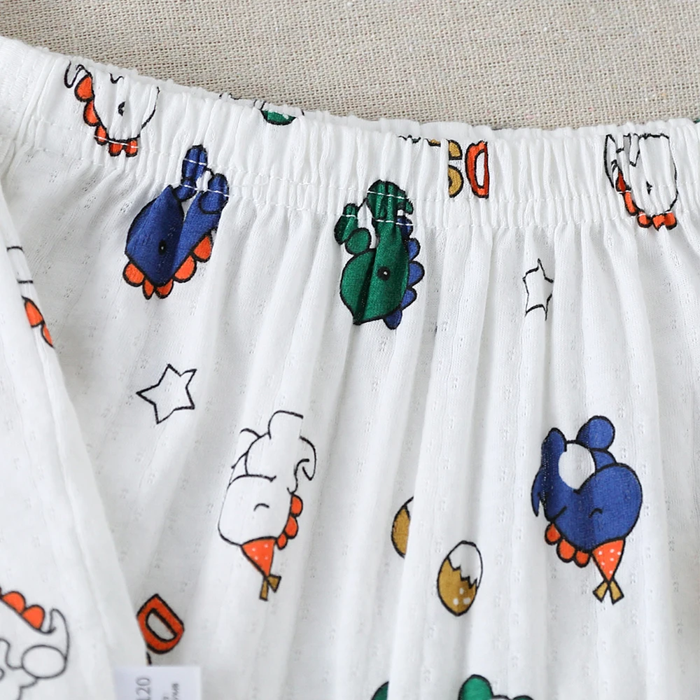 مجموعة سترة صيفية مطبوعة على شكل ديناصورات للأطفال والرضع - سترة وسروال قصير مريح من القطن الخالص للأولاد والبنات في ملابس منزلية غير رسمية