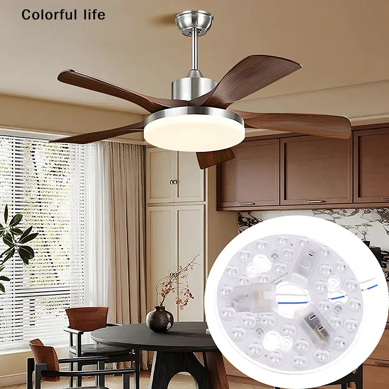 

Многофункциональный потолочный вентилятор со светодиодной подсветкой, регулируемая яркость, 5,3-дюймовый светодиодный светильник, комплект для модернизации, 95–265 В, для использования в помещении