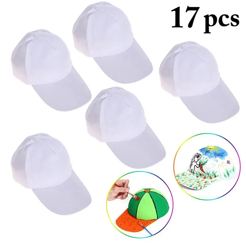 17Pcs/Set Baseball Cap Creative DIY Graffiti Running Cap Baseball Hat For Children Graffiti Printing Baseball Cap Outdoor Hats