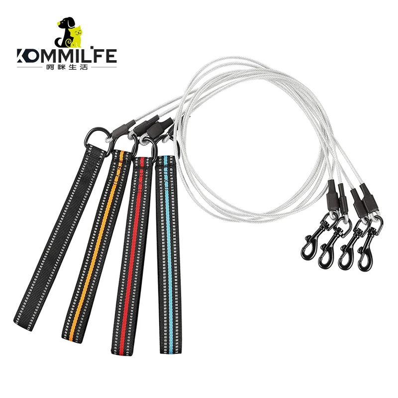 Correa de alambre de acero reflectante para perros pequeños, medianos y grandes, accesorios para perros, antimordeduras, novedad