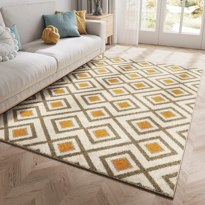 Modern Simple Large Area Geometric Living Room Decorative Carpet Plush Soft Comfortable Lounge Rug Washable Easy Care Home Rugs