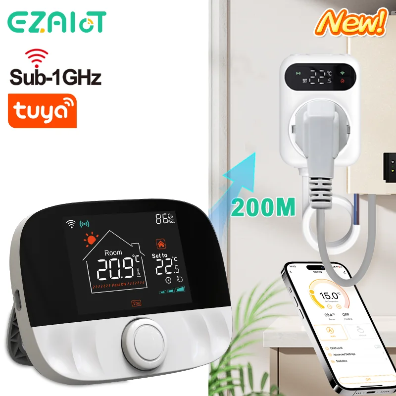 

RF433 Wireless Thermostat WiFi Tuya Smart Temperature Controller Receiver for Gas Boiler Water Floor Heating Voice Alexa Google