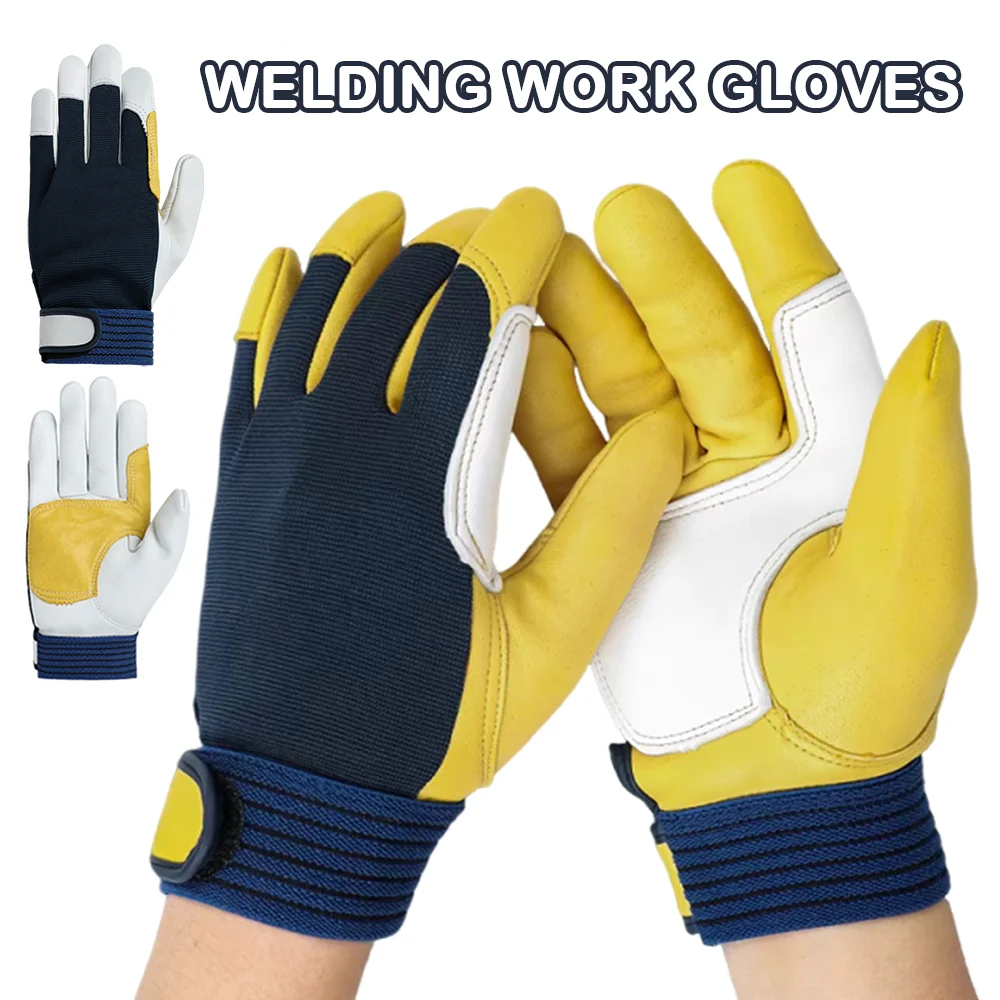 

1 пара сварочных рабочих перчаток, рабочие перчатки из овчины, рабочие перчатки для технического обслуживания, износостойкие перчатки для защиты труда, садоводства