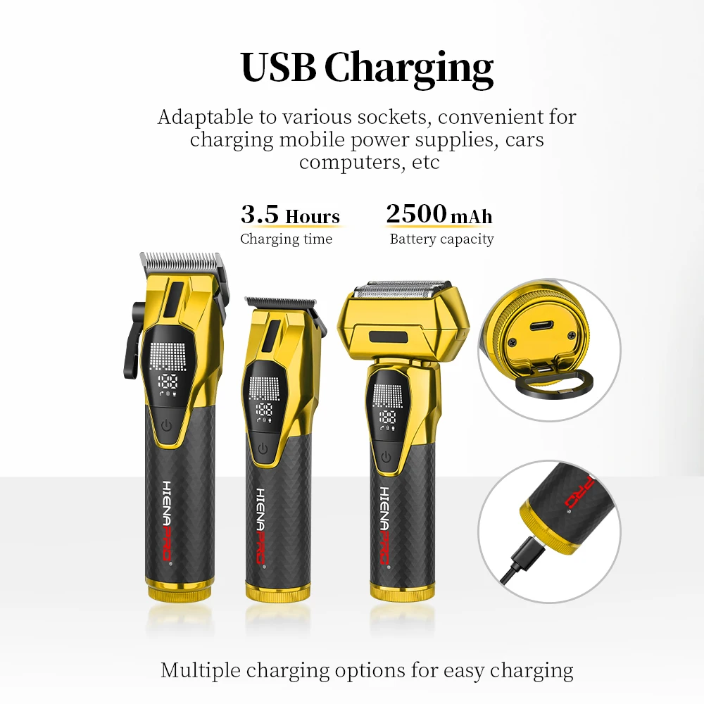 Hair Trimmers Professional Hair Cut Machine Adjustable 9000 RPM LED Electric Clippers Metal Hair Trimmer for Men gift tools